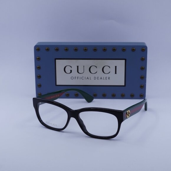 Gucci GG0278O 011 Rectangle Eyeglasses - Black 55mm - Picture 1 of 10